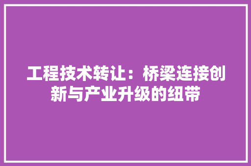工程技术转让：桥梁连接创新与产业升级的纽带 现代风格装饰