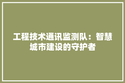 工程技术通讯监测队：智慧城市建设的守护者 现代风格装饰