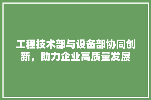 工程技术部与设备部协同创新，助力企业高质量发展 现代风格装饰