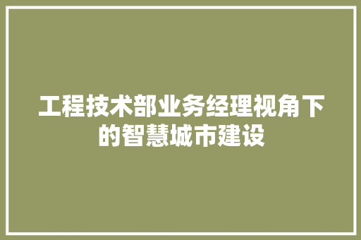 工程技术部业务经理视角下的智慧城市建设 现代风格装饰
