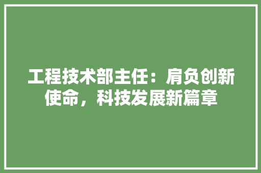 工程技术部主任：肩负创新使命，科技发展新篇章