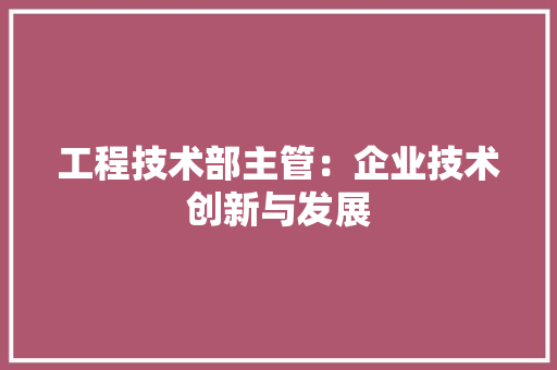 工程技术部主管：企业技术创新与发展 现代风格装饰