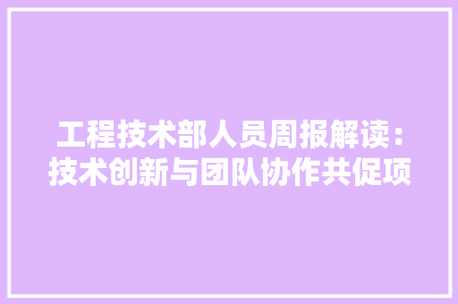 工程技术部人员周报解读：技术创新与团队协作共促项目发展 现代风格装饰