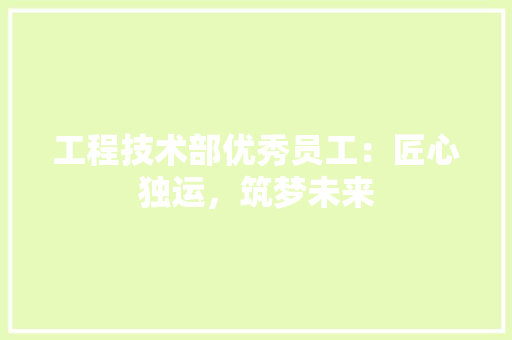 工程技术部优秀员工：匠心独运，筑梦未来 现代风格装饰