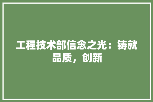 工程技术部信念之光：铸就品质，创新