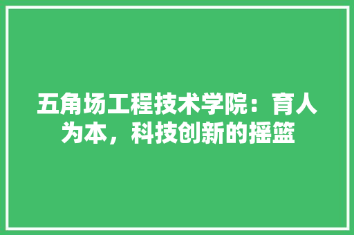 五角场工程技术学院：育人为本，科技创新的摇篮 家居装修