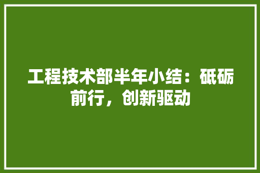 工程技术部半年小结：砥砺前行，创新驱动 现代风格装饰