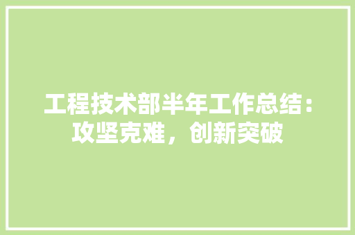 工程技术部半年工作总结：攻坚克难，创新突破 现代风格装饰
