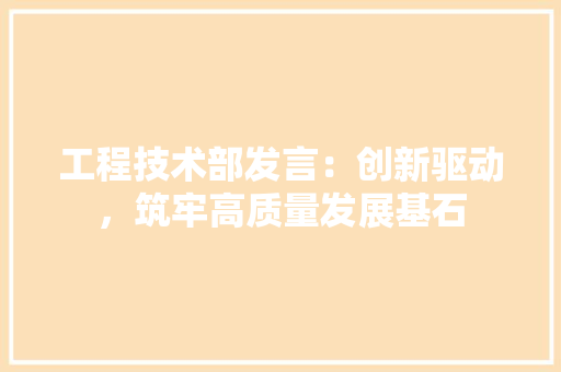 工程技术部发言：创新驱动，筑牢高质量发展基石