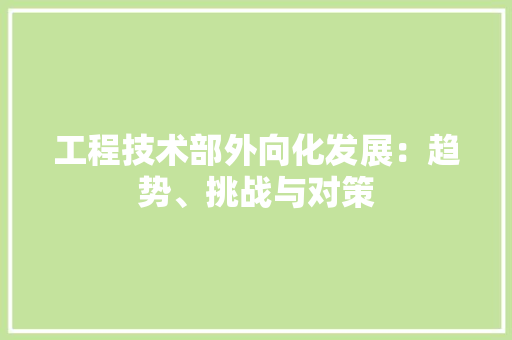 工程技术部外向化发展：趋势、挑战与对策 现代风格装饰