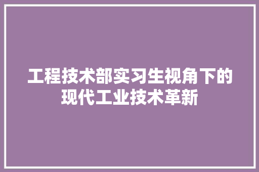 工程技术部实习生视角下的现代工业技术革新 现代风格装饰