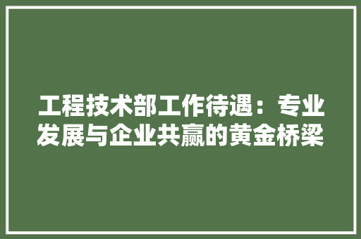 工程技术部工作待遇：专业发展与企业共赢的黄金桥梁 现代风格装饰