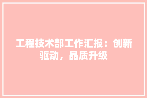 工程技术部工作汇报：创新驱动，品质升级 现代风格装饰