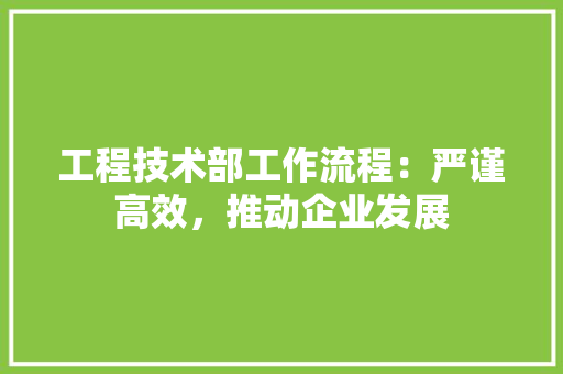 工程技术部工作流程：严谨高效，推动企业发展 现代风格装饰