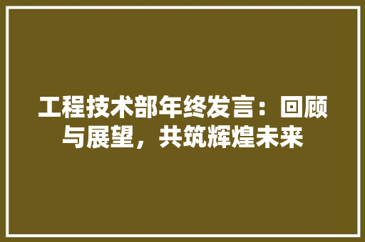 工程技术部年终发言：回顾与展望，共筑辉煌未来