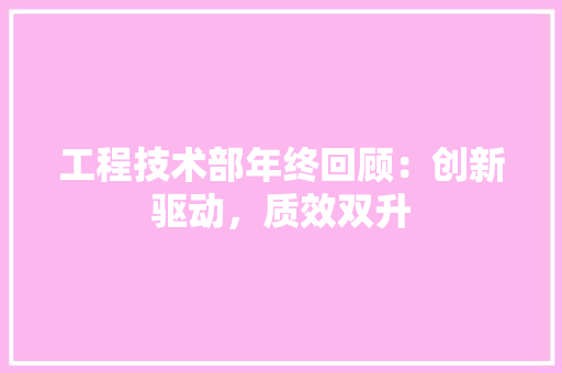 工程技术部年终回顾：创新驱动，质效双升 现代风格装饰