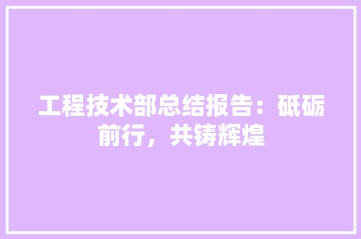 工程技术部总结报告：砥砺前行，共铸辉煌 现代风格装饰
