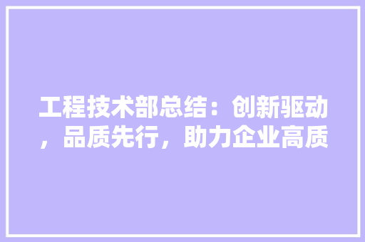 工程技术部总结：创新驱动，品质先行，助力企业高质量发展 现代风格装饰