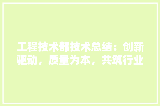 工程技术部技术总结：创新驱动，质量为本，共筑行业发展新篇章 现代风格装饰