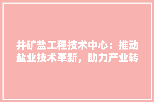 井矿盐工程技术中心：推动盐业技术革新，助力产业转型升级 家居装修