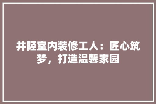 井陉室内装修工人：匠心筑梦，打造温馨家园 家居装修