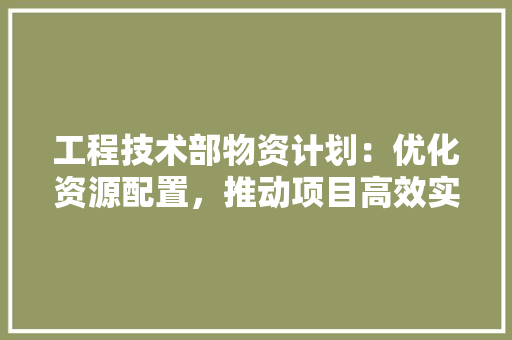 工程技术部物资计划：优化资源配置，推动项目高效实施 现代风格装饰