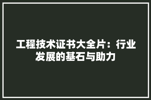 工程技术证书大全片：行业发展的基石与助力 现代风格装饰