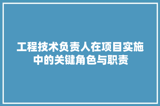 工程技术负责人在项目实施中的关键角色与职责