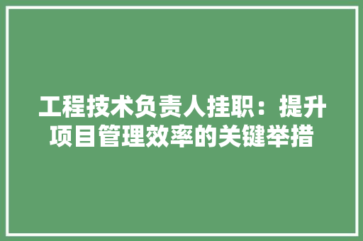 工程技术负责人挂职：提升项目管理效率的关键举措 现代风格装饰
