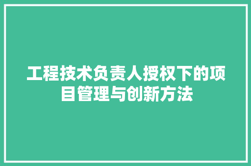 工程技术负责人授权下的项目管理与创新方法 现代风格装饰