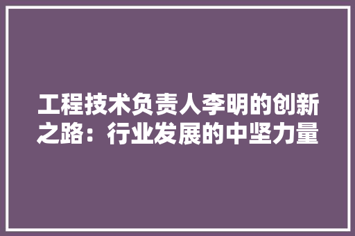 工程技术负责人李明的创新之路：行业发展的中坚力量 现代风格装饰