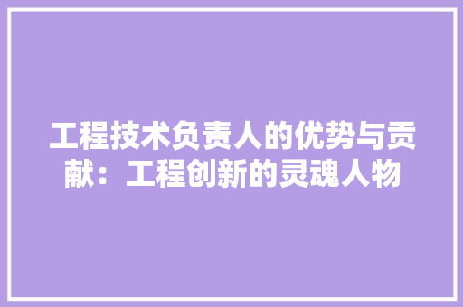 工程技术负责人的优势与贡献：工程创新的灵魂人物 现代风格装饰