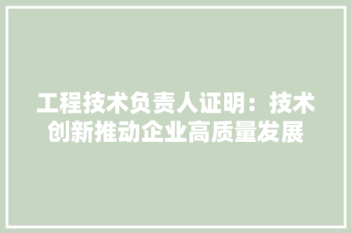 工程技术负责人证明：技术创新推动企业高质量发展