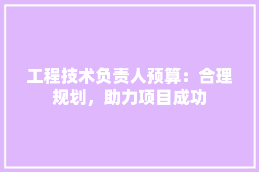 工程技术负责人预算：合理规划，助力项目成功 现代风格装饰