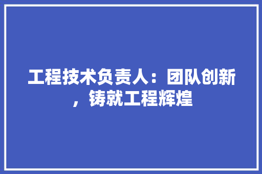 工程技术负责人：团队创新，铸就工程辉煌 现代风格装饰