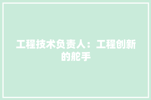 工程技术负责人：工程创新的舵手 现代风格装饰