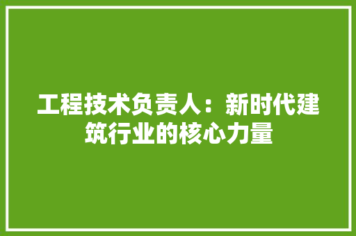工程技术负责人：新时代建筑行业的核心力量 现代风格装饰