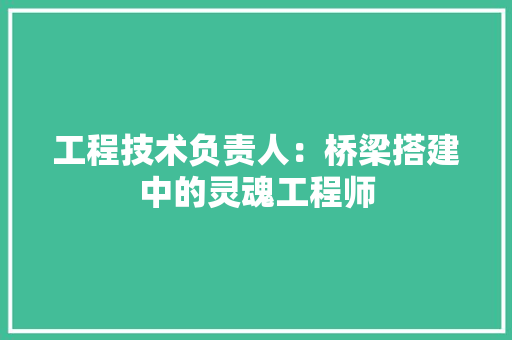 工程技术负责人：桥梁搭建中的灵魂工程师 现代风格装饰