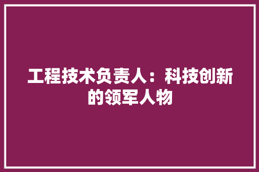 工程技术负责人：科技创新的领军人物 现代风格装饰