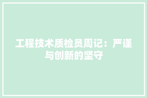 工程技术质检员周记：严谨与创新的坚守 现代风格装饰