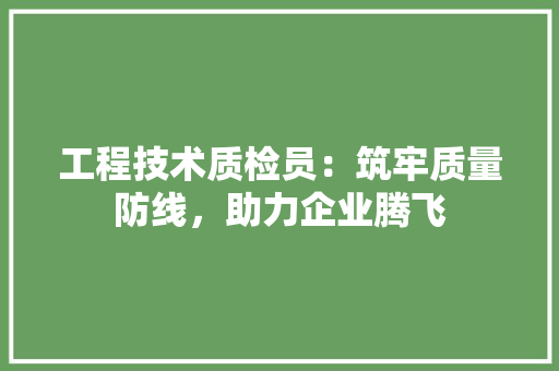 工程技术质检员：筑牢质量防线，助力企业腾飞 现代风格装饰