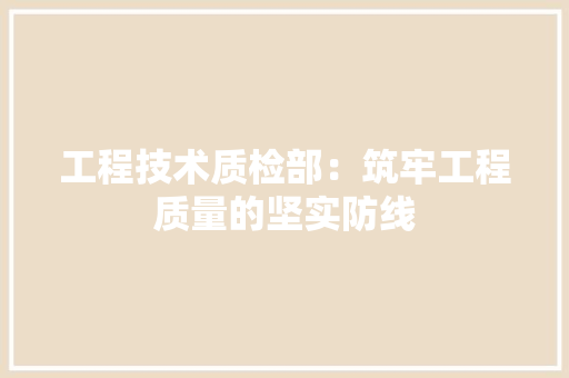 工程技术质检部：筑牢工程质量的坚实防线 现代风格装饰