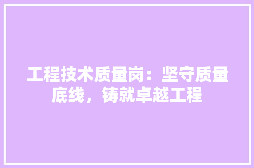 工程技术质量岗：坚守质量底线，铸就卓越工程 现代风格装饰