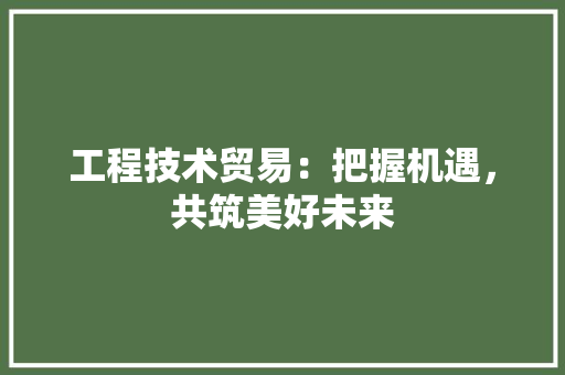 工程技术贸易：把握机遇，共筑美好未来 现代风格装饰