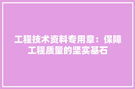 工程技术资料专用章：保障工程质量的坚实基石 现代风格装饰