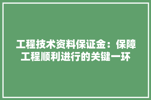 工程技术资料保证金：保障工程顺利进行的关键一环 现代风格装饰