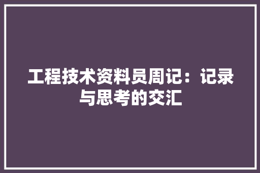 工程技术资料员周记：记录与思考的交汇 现代风格装饰