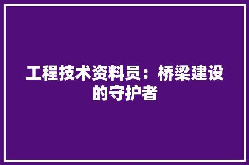 工程技术资料员：桥梁建设的守护者 现代风格装饰
