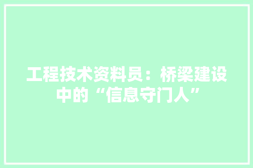 工程技术资料员：桥梁建设中的“信息守门人” 现代风格装饰