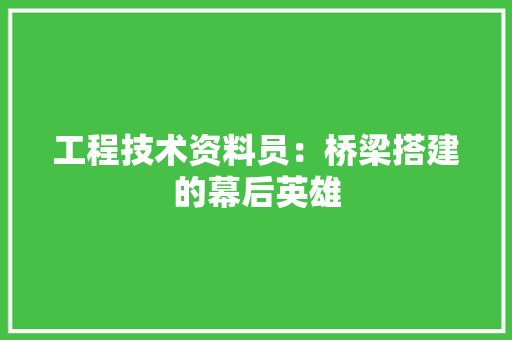 工程技术资料员：桥梁搭建的幕后英雄 现代风格装饰